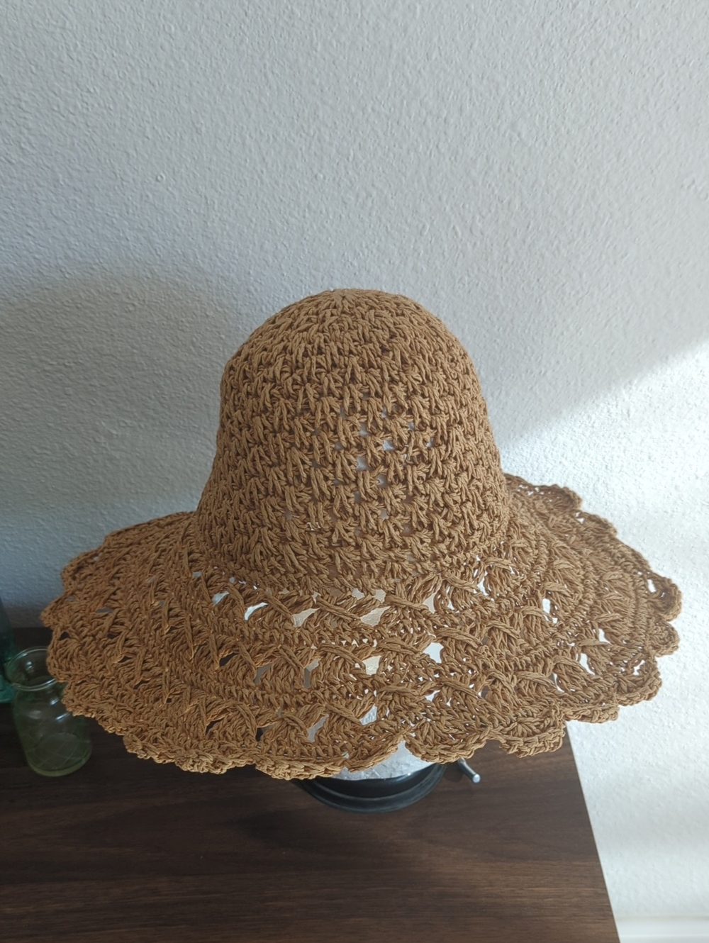 Natural Woven Wide-Brim Sun Hat